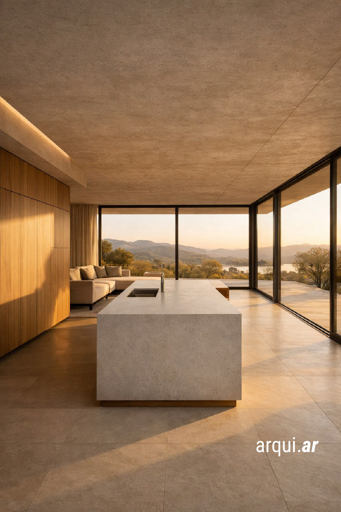 interior de vivienda moderna construida por arqui.ar en Villa Ciudad de América, Códoba.